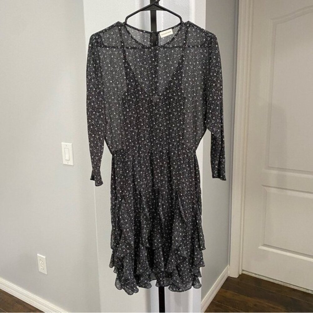 By Malene Birger Black Reza Star Ruffle Goth Punk Dress Size 34 US XS Chiffon